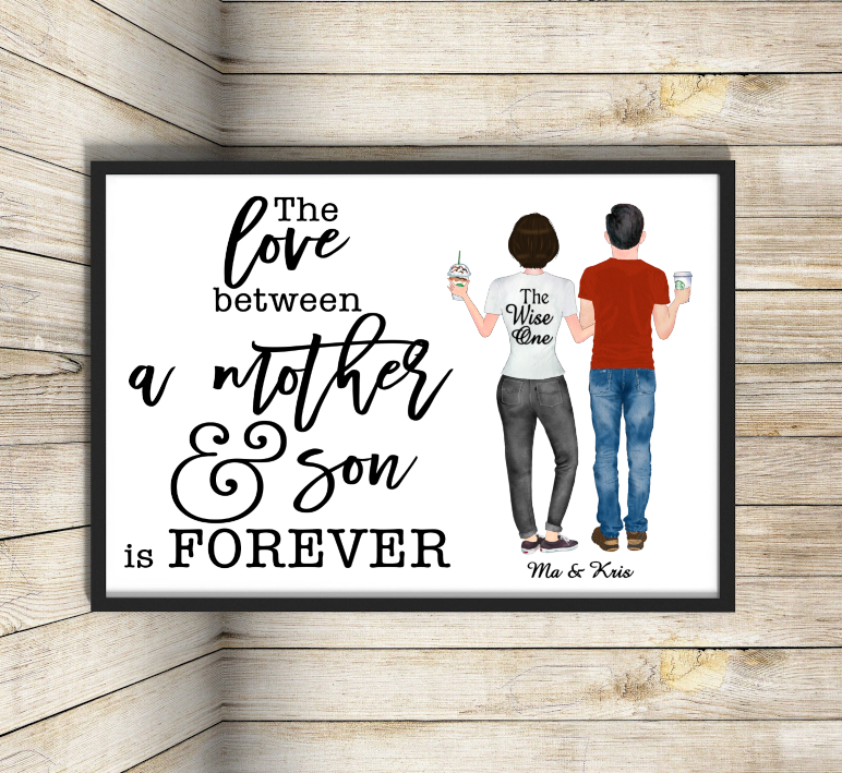 Mother & Son A4 Print, Custom Mother and Son Picture